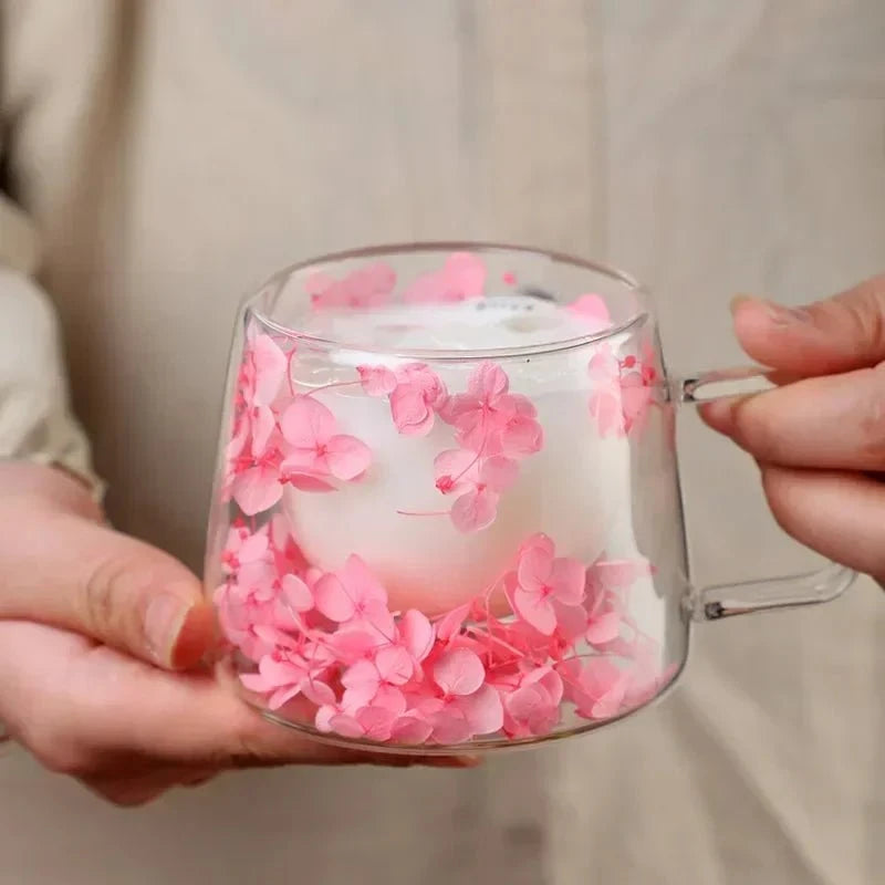 Floréa™ – Tasse en verre fleurie, faite main