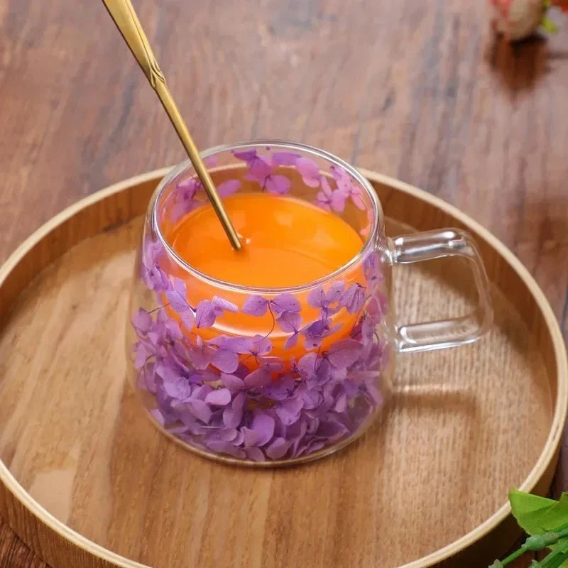 Floréa™ – Tasse en verre fleurie, faite main