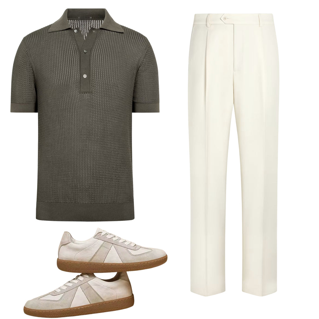 Riviera™ – Ensemble complet en maille luxueuse & tailoring ivoire