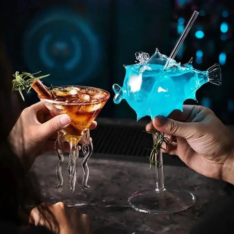 Verres à cocktail artisanaux – Œuvres soufflées à la main aux formes uniques