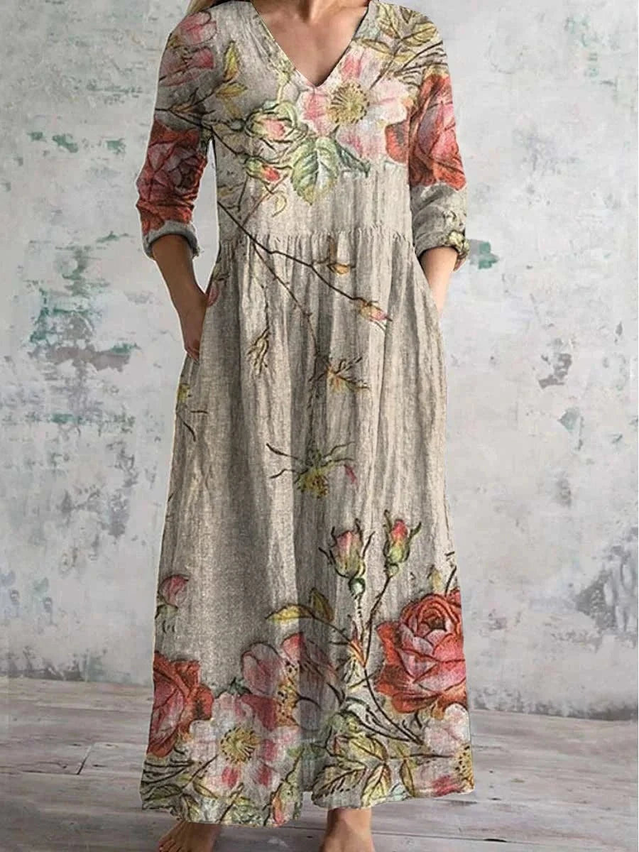 Léna™ – robe longue bohème à manches longues