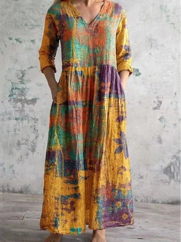Léna™ – robe longue bohème à manches longues