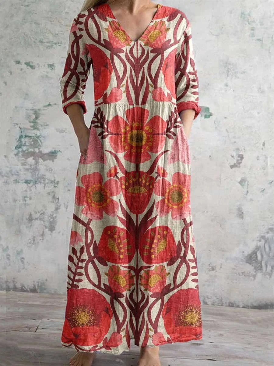 Léna™ – robe longue bohème à manches longues