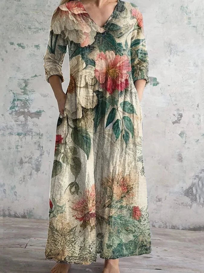 Léna™ – robe longue bohème à manches longues