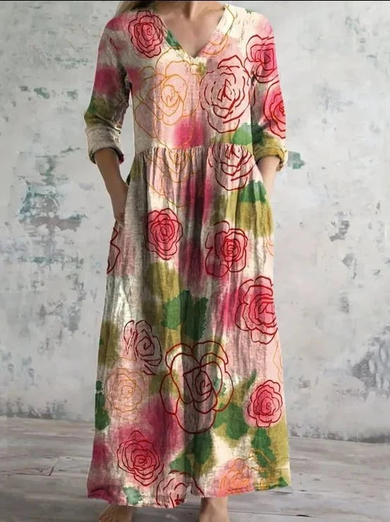 Léna™ – robe longue bohème à manches longues