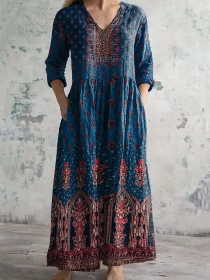 Léna™ – robe longue bohème à manches longues