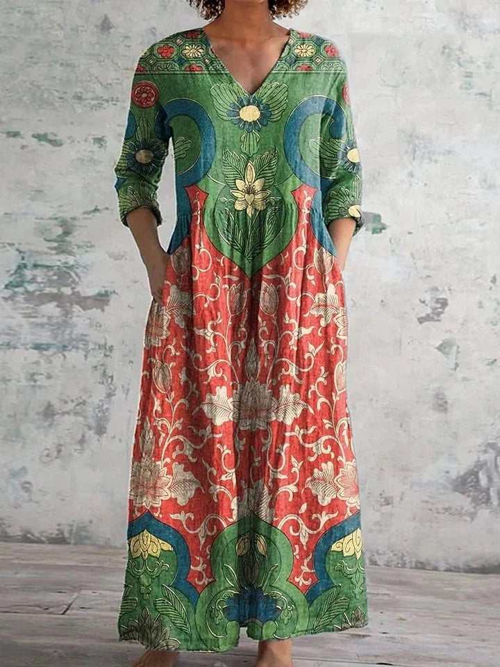 Léna™ – robe longue bohème à manches longues