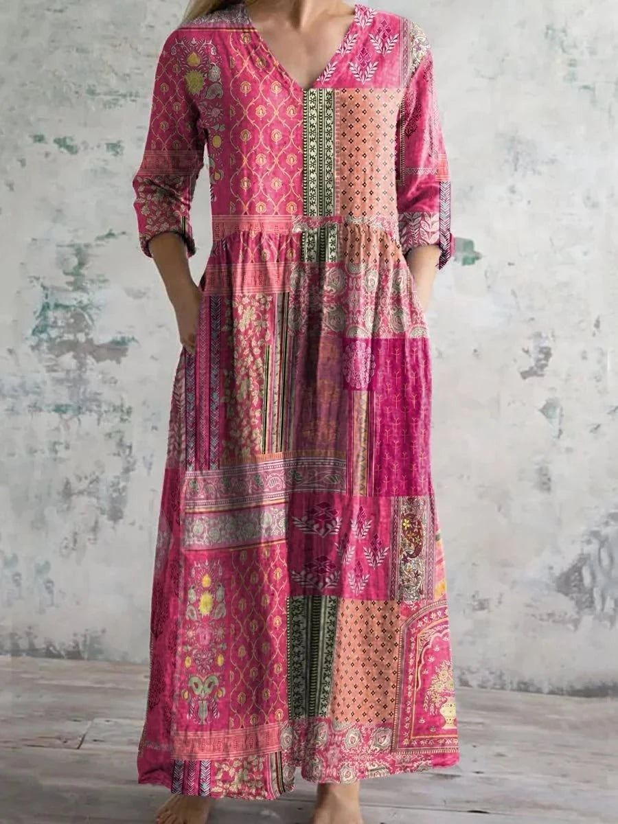 Léna™ – robe longue bohème à manches longues