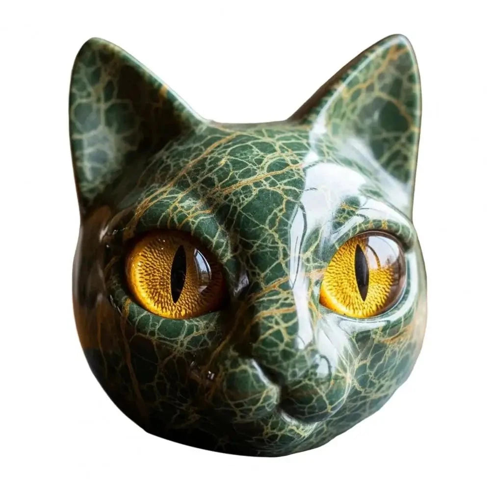 Lunaris™ – Sculpture de tête de chat en pierre mystique