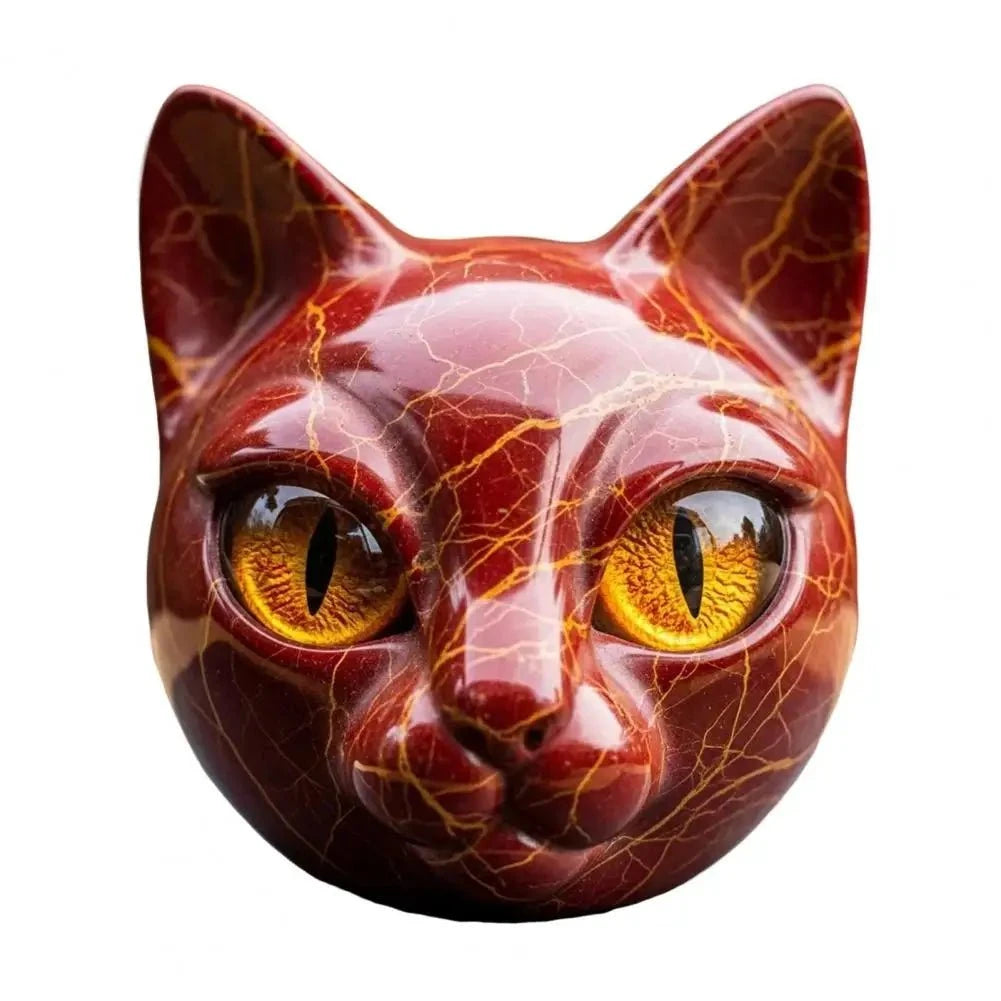 Lunaris™ – Sculpture de tête de chat en pierre mystique