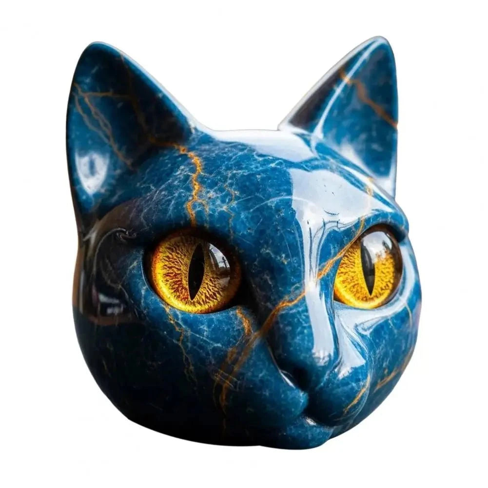 Lunaris™ – Sculpture de tête de chat en pierre mystique