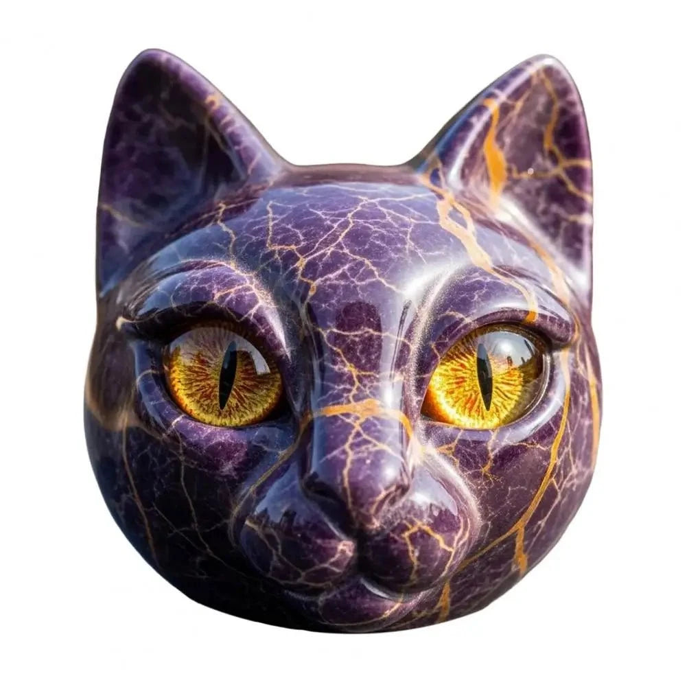 Lunaris™ – Sculpture de tête de chat en pierre mystique