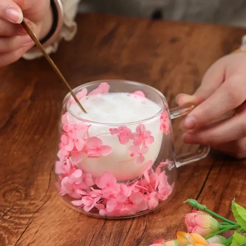 Madeleine™ – Tasse fleurie en verre soufflé