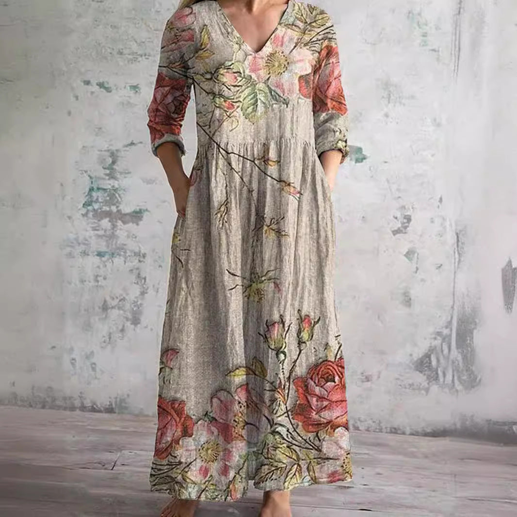 Dearyn | Robe D'été À Col En V Et Motif Floral