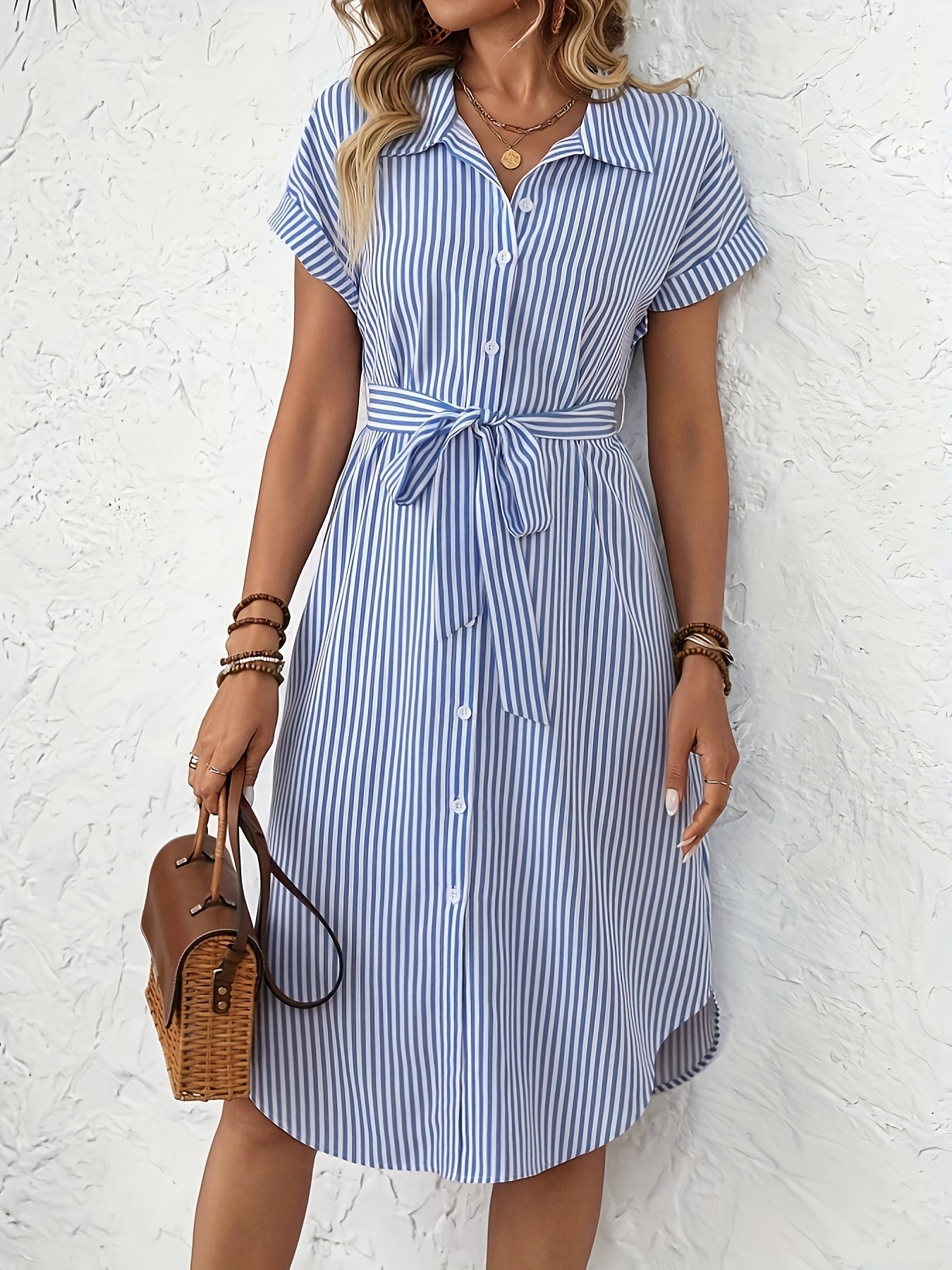 Delphine | Robe Élégante à Rayures