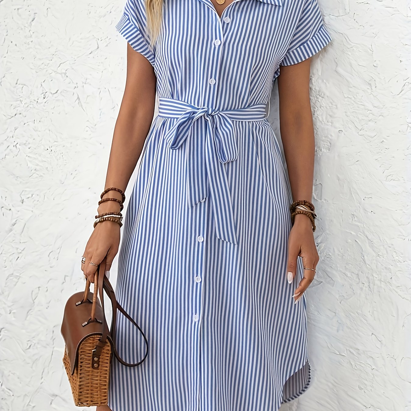 Delphine | Robe Élégante à Rayures