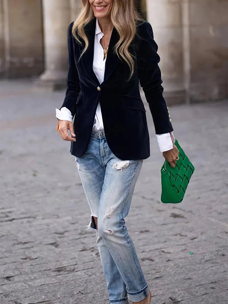 Isla | Blazer Élégant En Velours