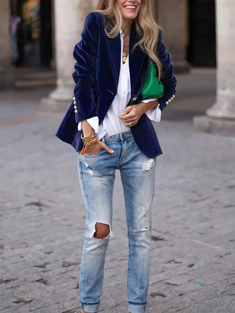 Isla | Blazer Élégant En Velours