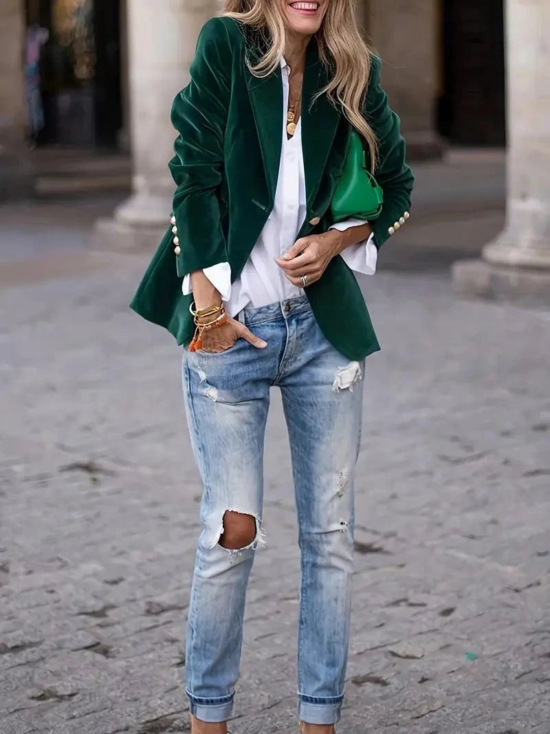 Isla | Blazer Élégant En Velours