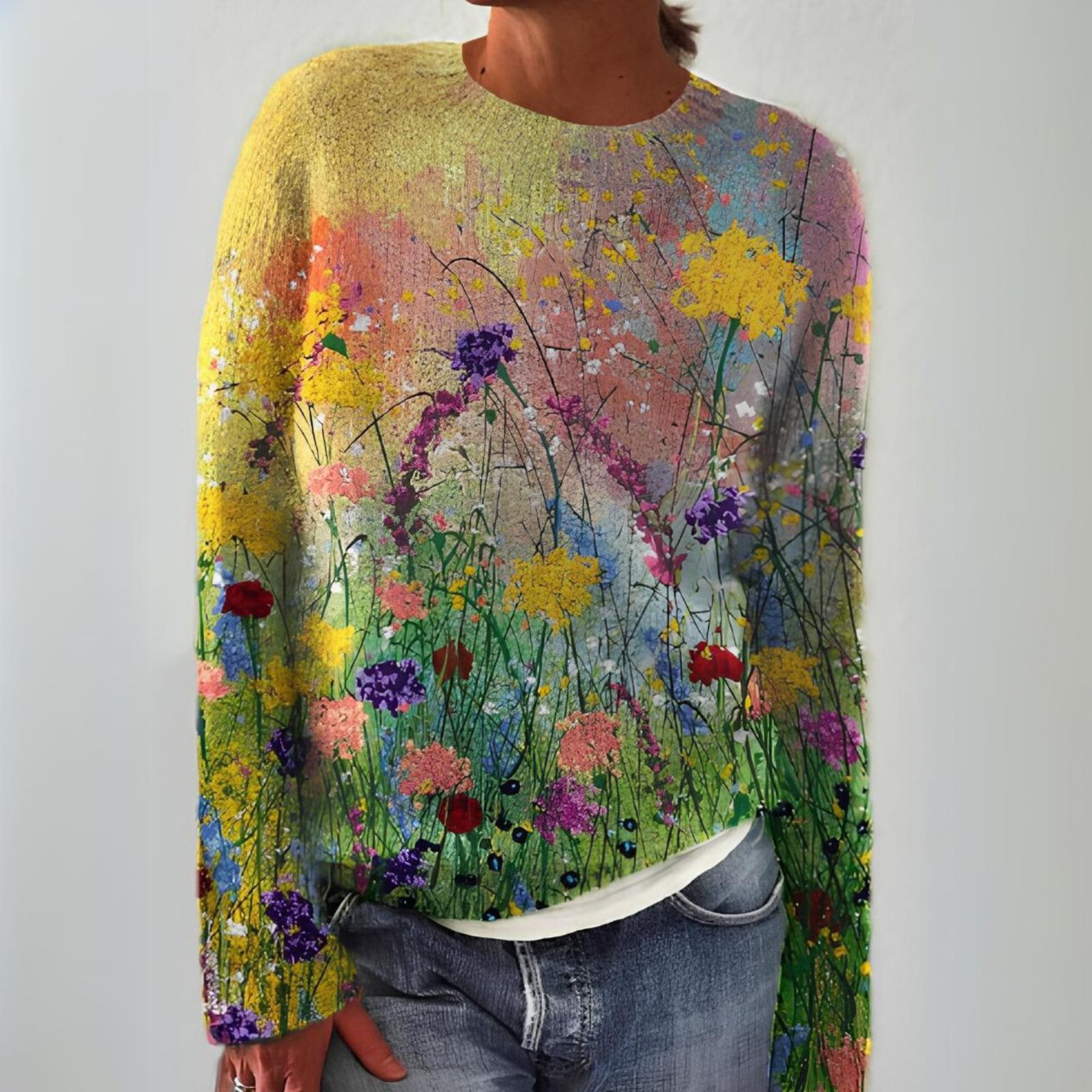 Marta | Pull Douillet à Motifs Floraux Artistiques