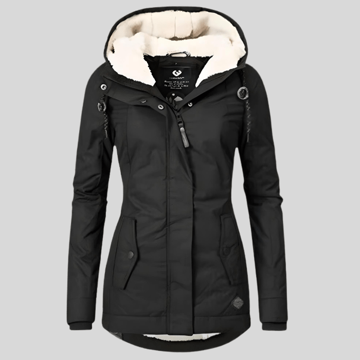 Alienor | Veste Longue Imperméable avec Capuche et Doublure