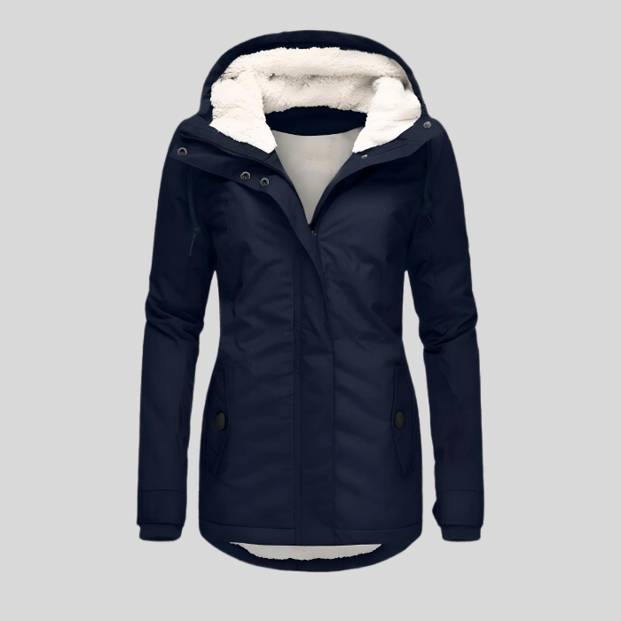 Alienor | Veste Longue Imperméable avec Capuche et Doublure