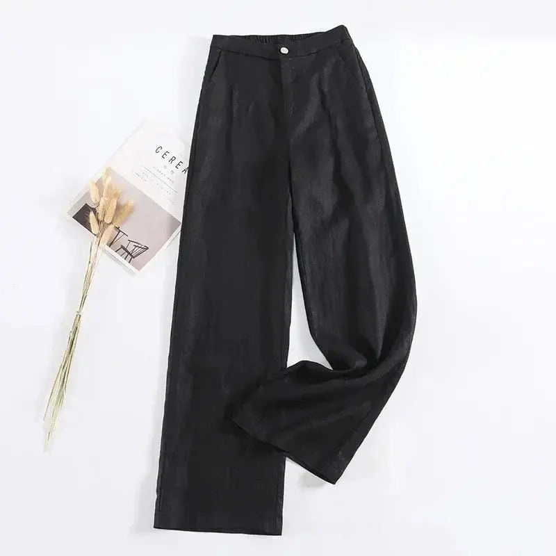 🌿 Laura™ – Pantalon Large Lin Coton Femme Été – Taille Haute - Verona Botique