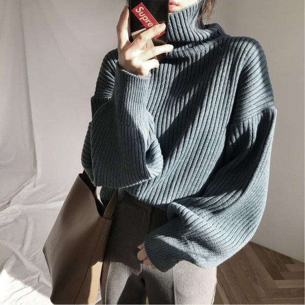 Lenoir™ | Luxe Pull à col roulé et à manches ballon