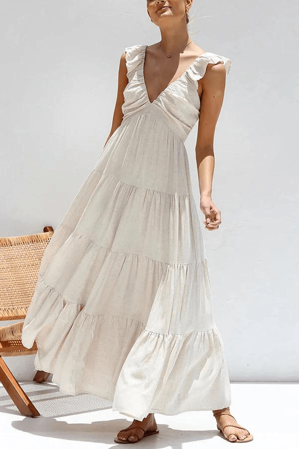 Janna - Robe longue élégante à col en V