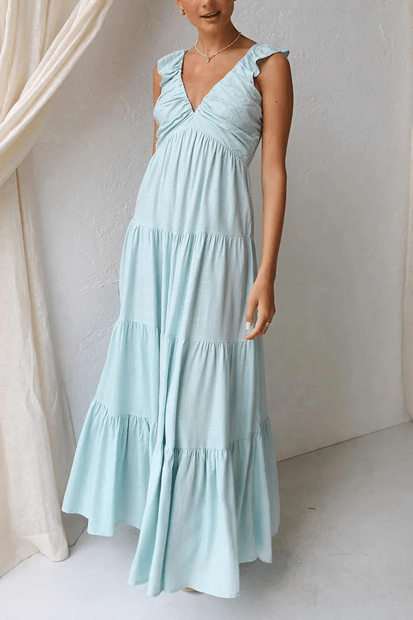 Janna - Robe longue élégante à col en V