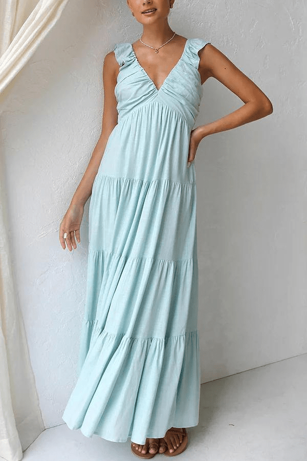 Janna - Robe longue élégante à col en V
