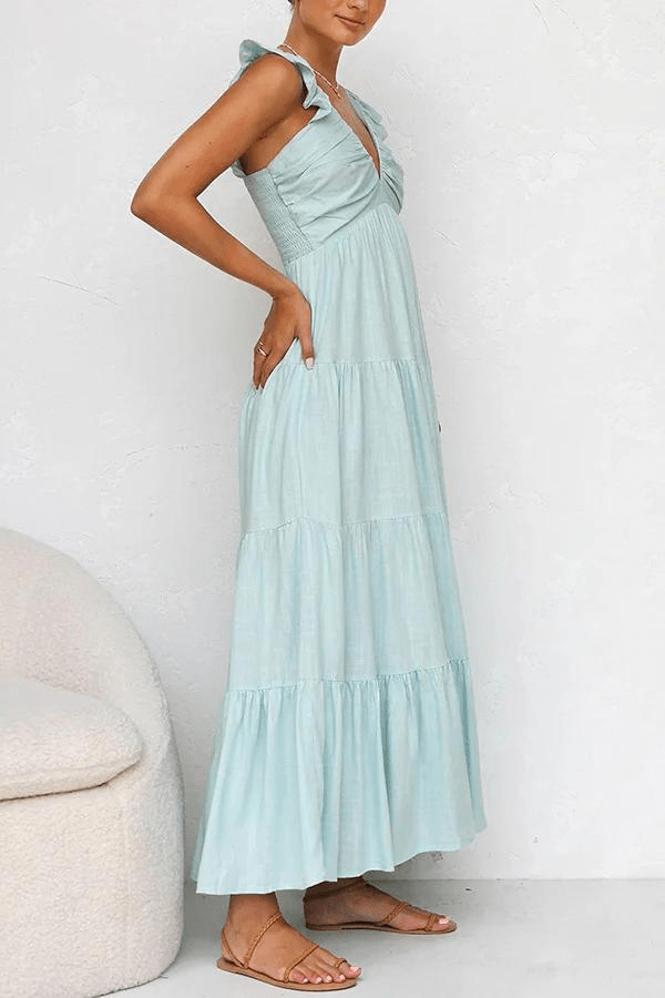 Janna - Robe longue élégante à col en V