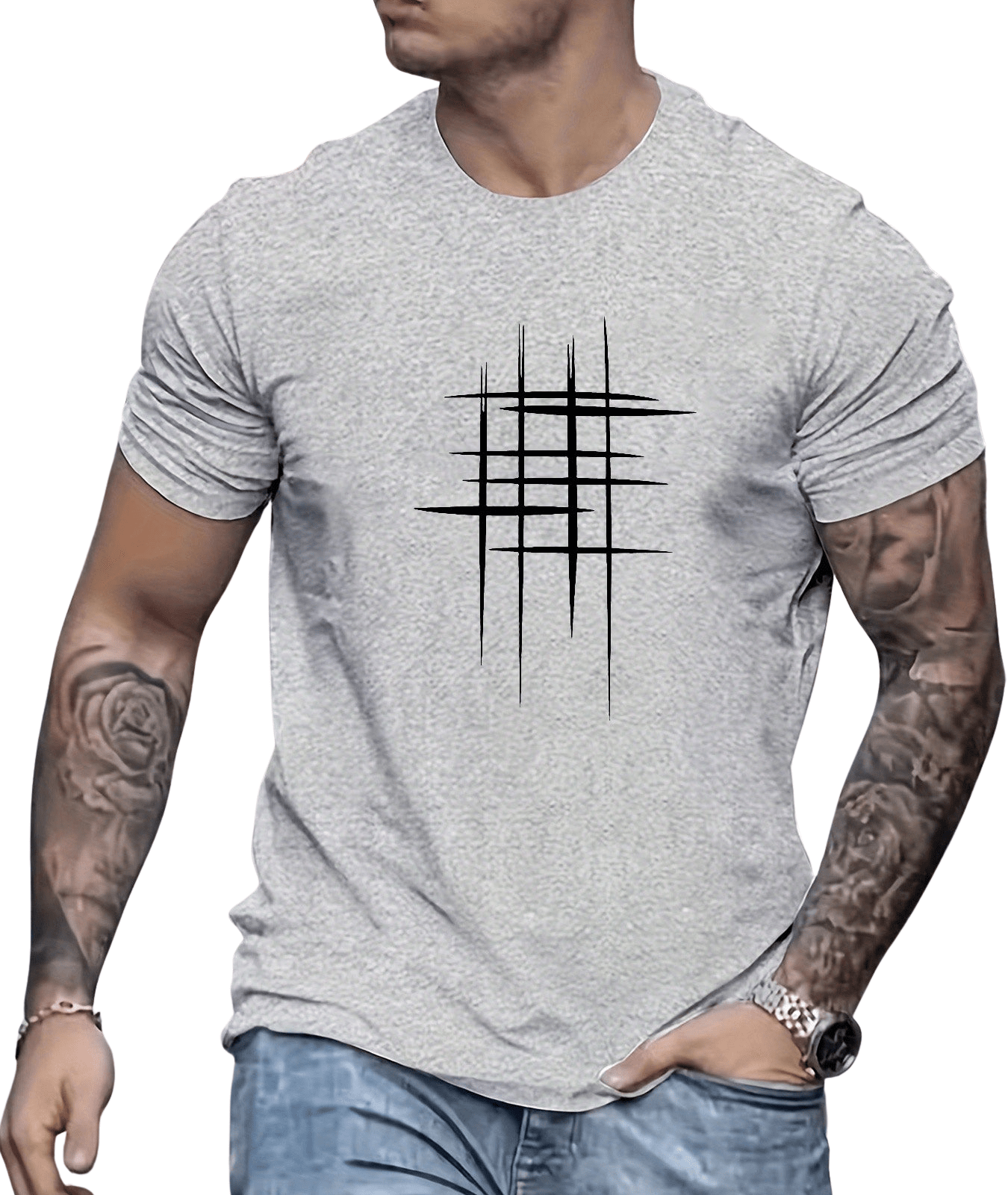 Lenoir™ | T-shirt élégant à col rond avec imprimé graphique