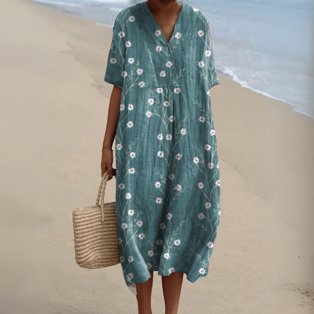 Claire | Robe d’été fleurie à encolure en V élégante