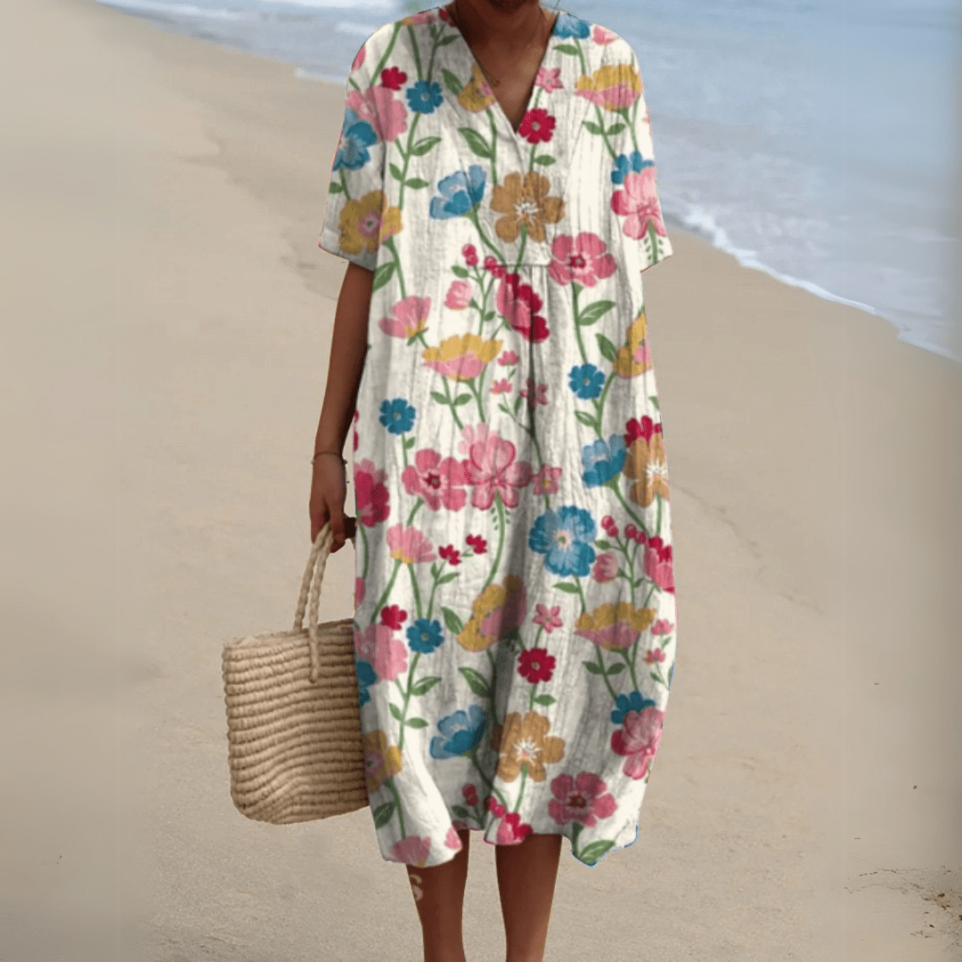 Claire | Robe d’été fleurie à encolure en V élégante