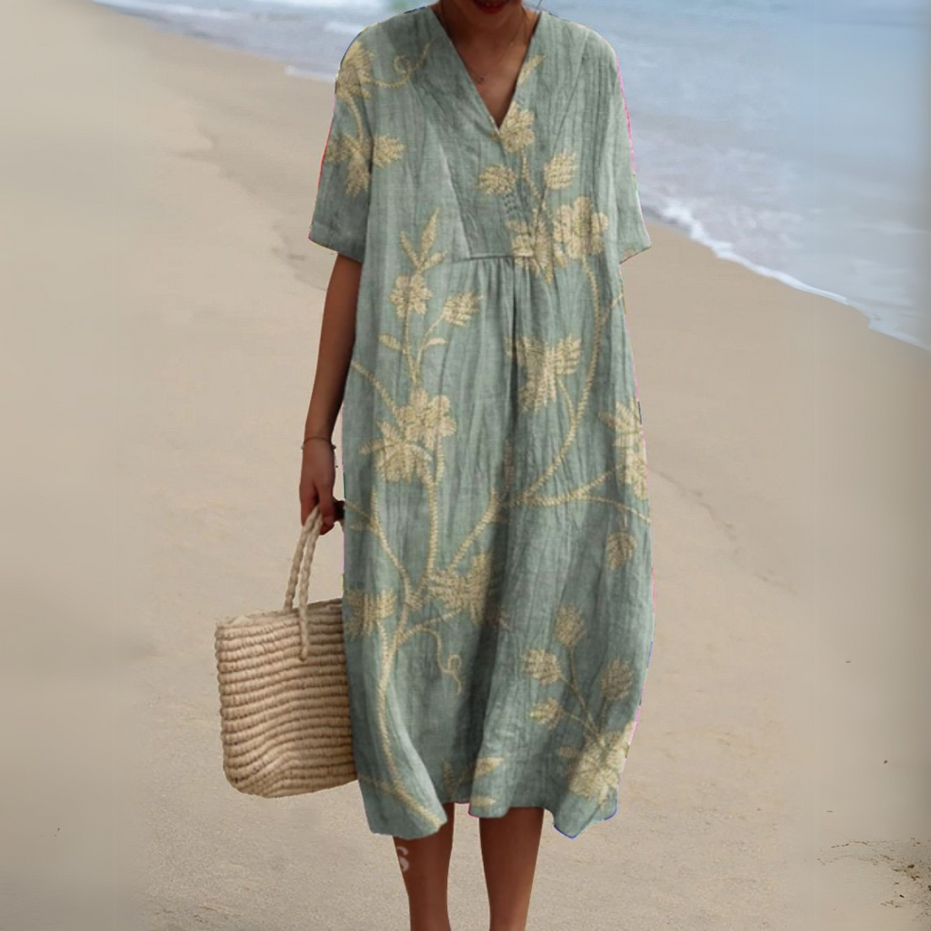 Claire | Robe d’été fleurie à encolure en V élégante