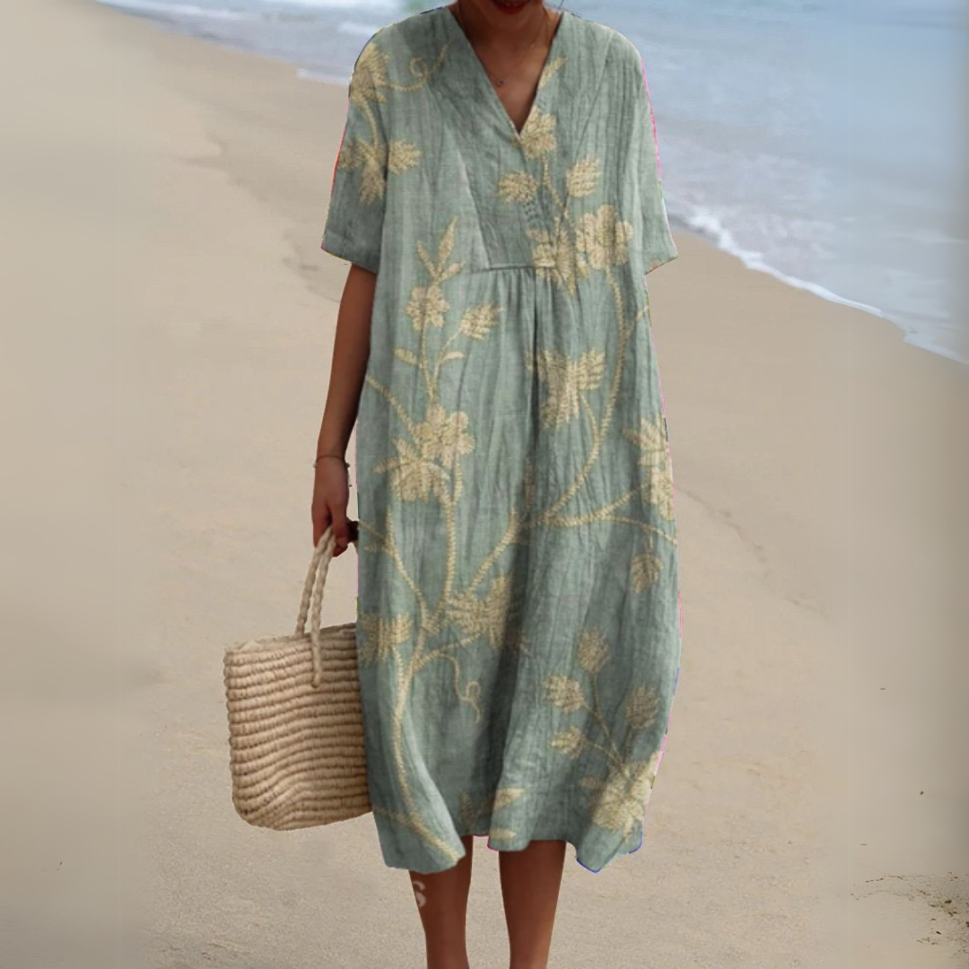 Claire | Robe d’été fleurie à encolure en V élégante