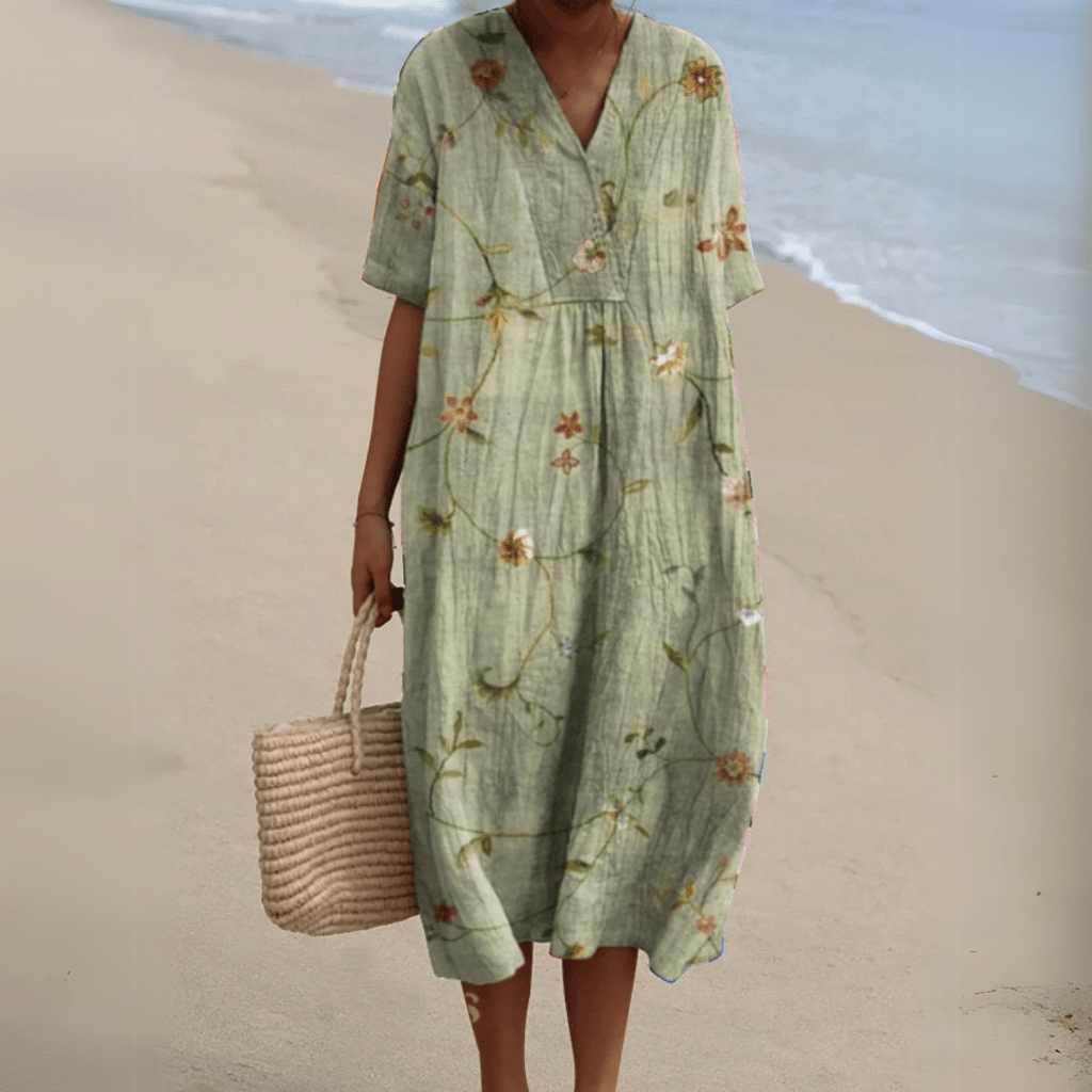 Claire | Robe d’été fleurie à encolure en V élégante