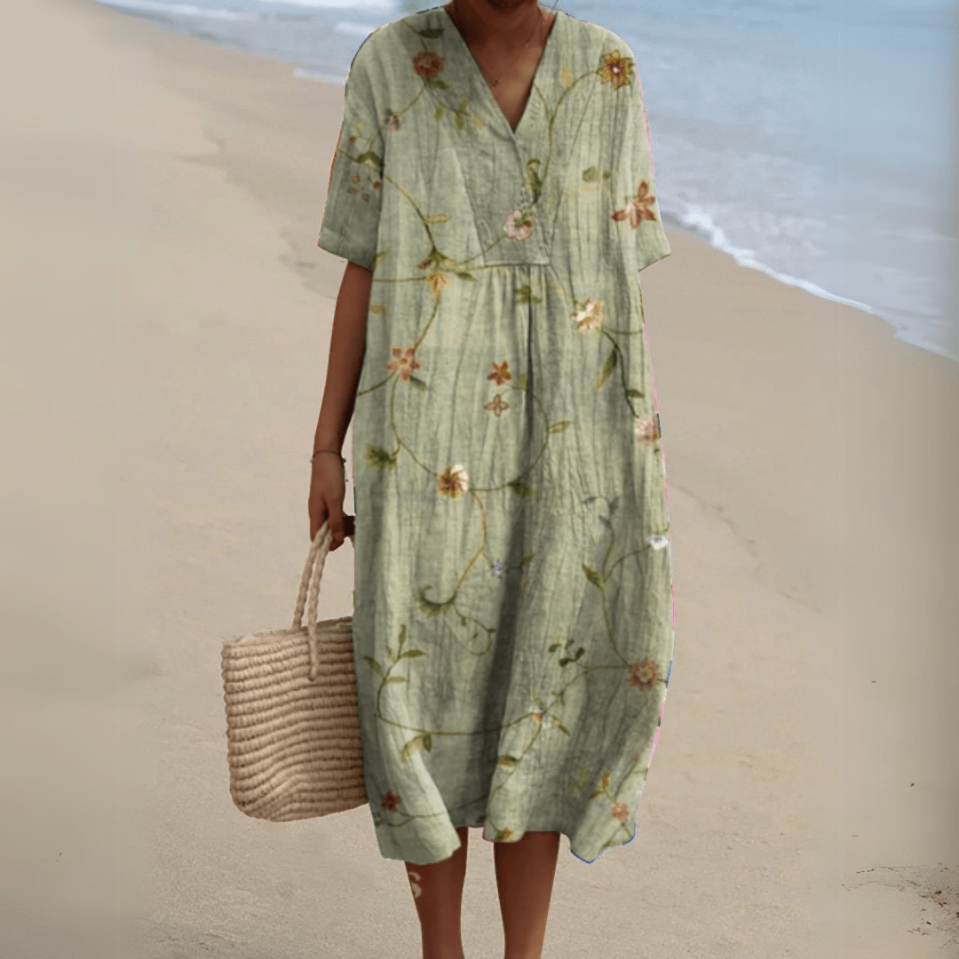 Claire | Robe d’été fleurie à encolure en V élégante