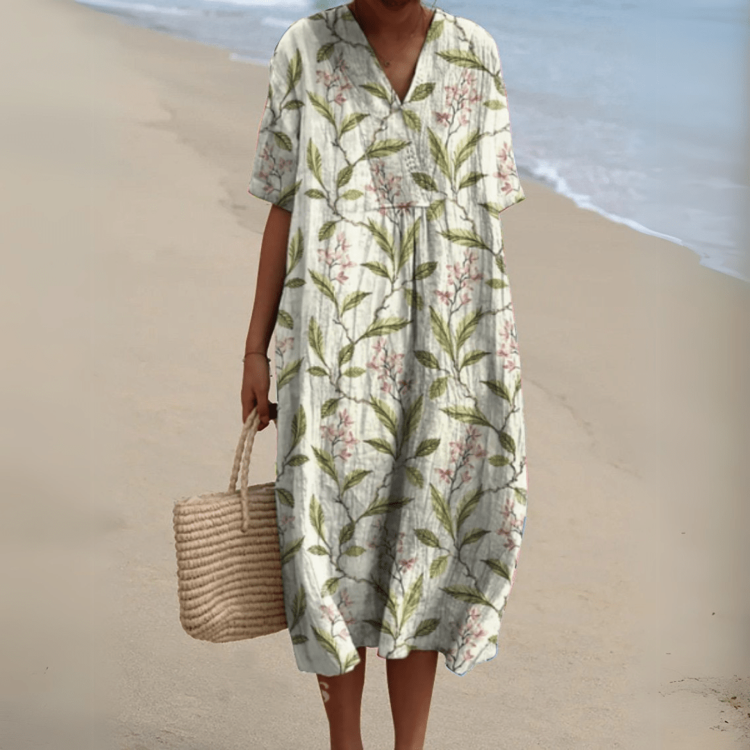 Claire | Robe d’été fleurie à encolure en V élégante