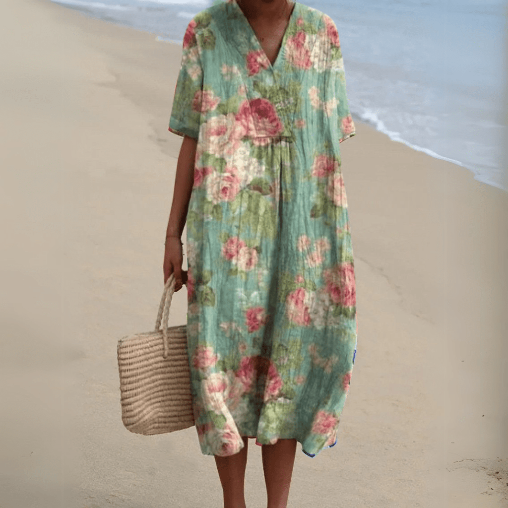 Claire | Robe d’été fleurie à encolure en V élégante