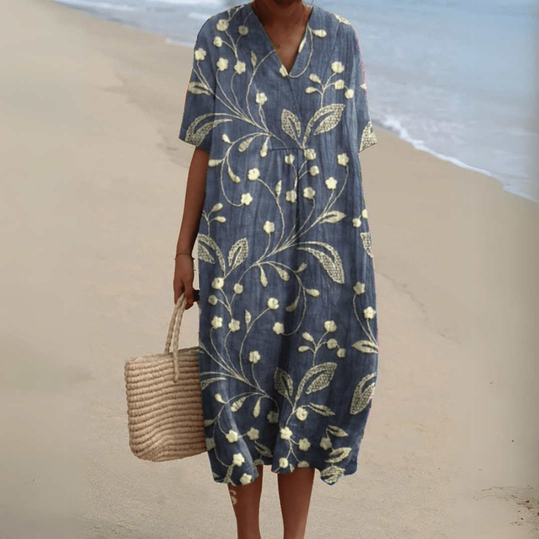 Claire | Robe d’été fleurie à encolure en V élégante