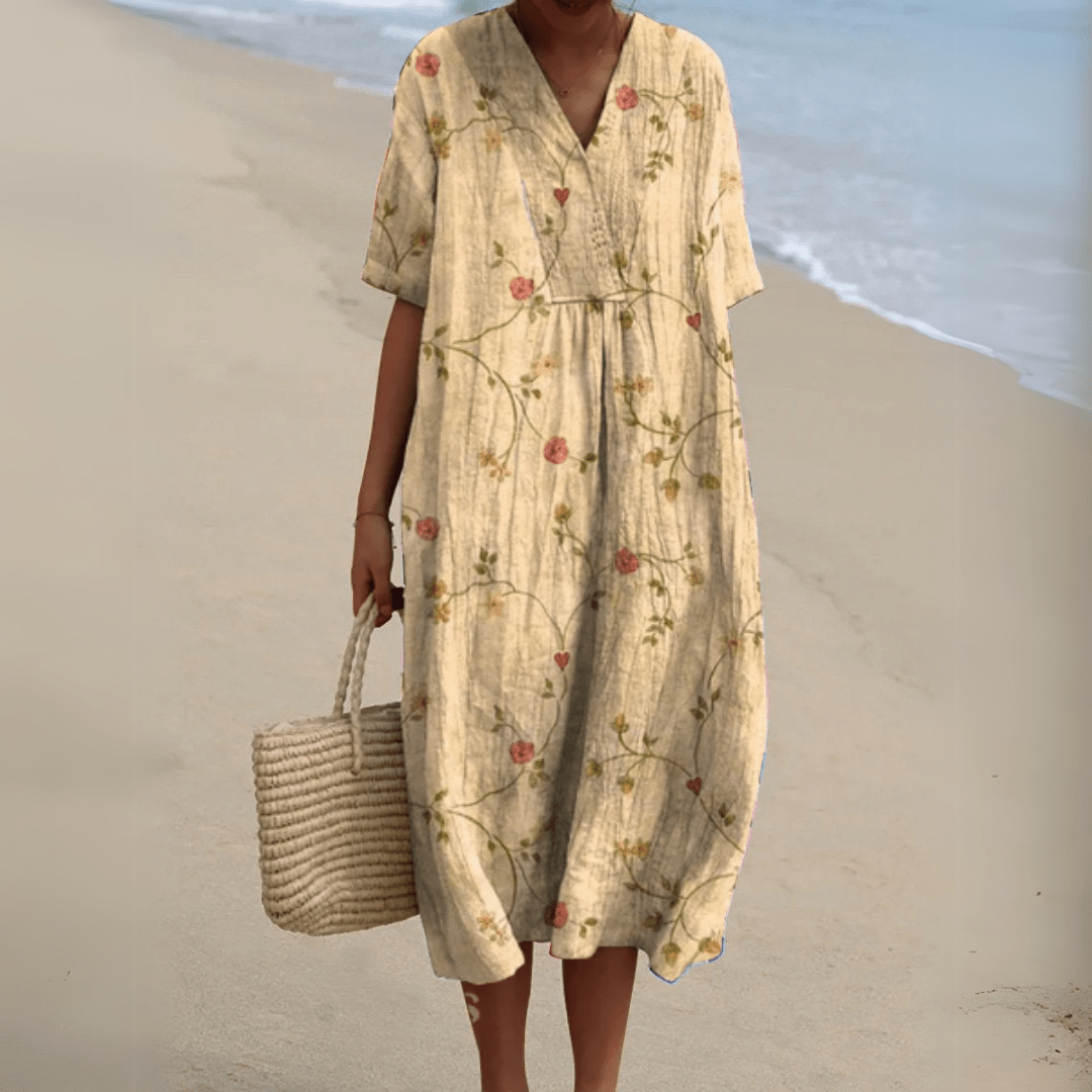 Claire | Robe d’été fleurie à encolure en V élégante