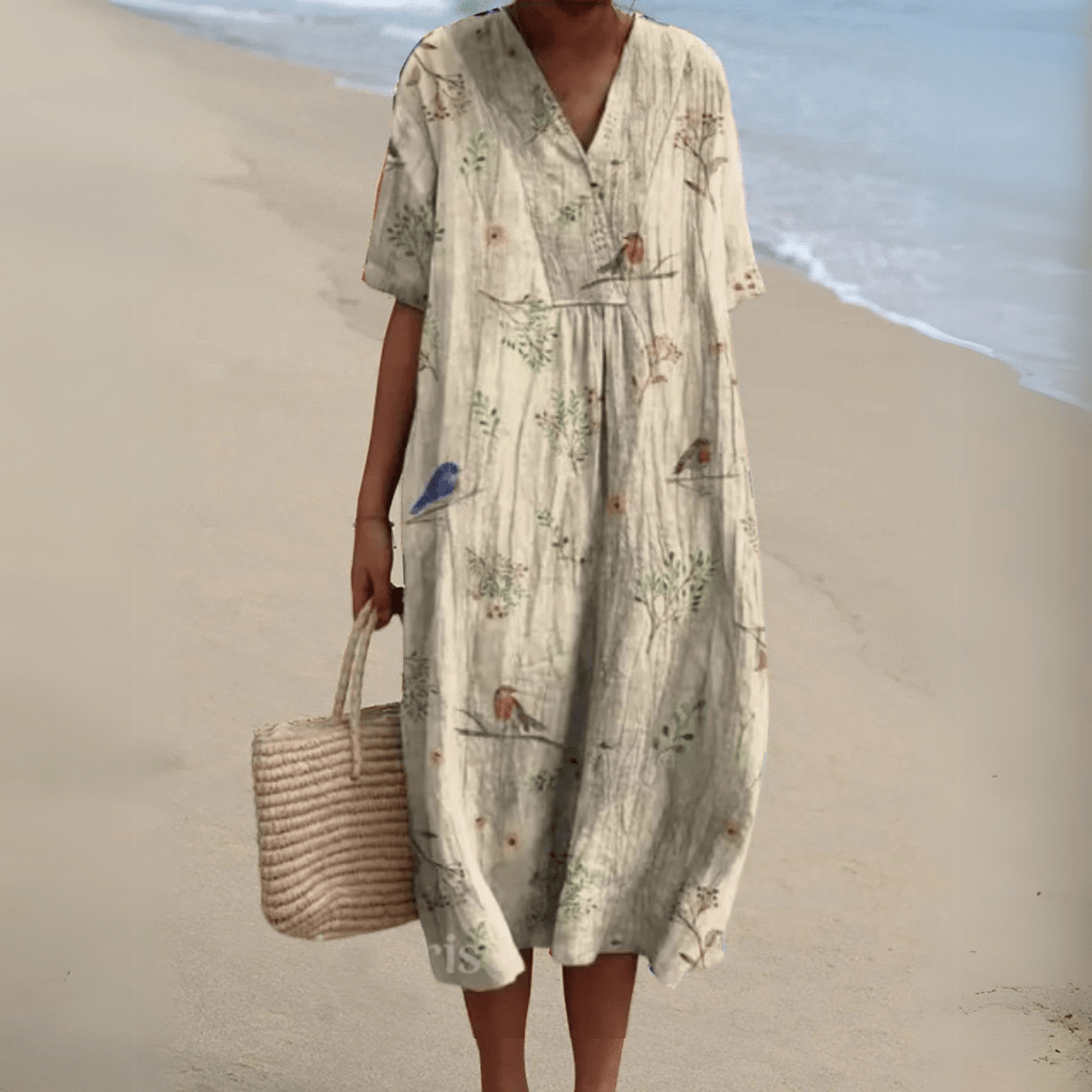 Claire | Robe d’été fleurie à encolure en V élégante