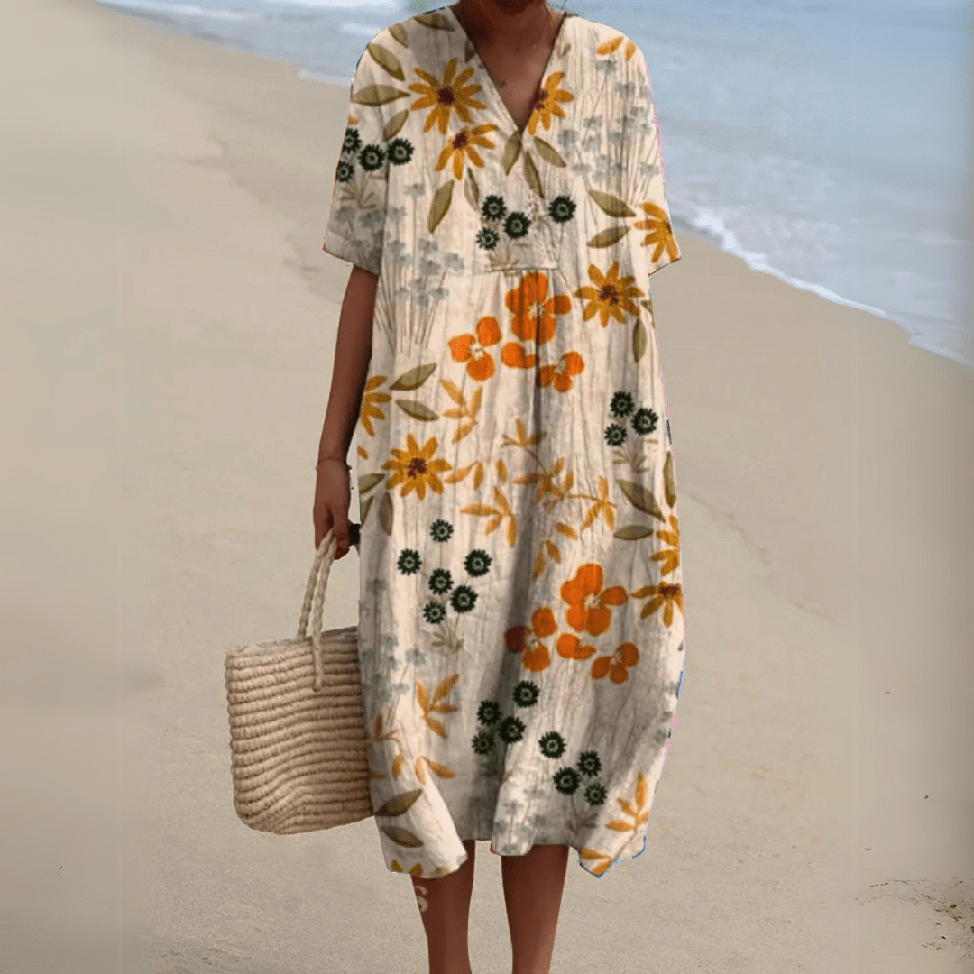Claire | Robe d’été fleurie à encolure en V élégante