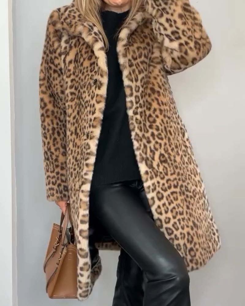 Lenoir | Manteau Long Doux à Motif Léopard