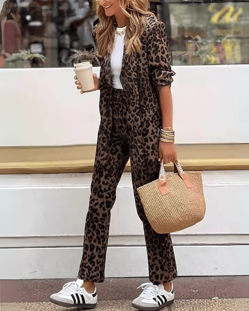 Lenoir™ | Ensemble robe et pantalon avec imprimé léopard