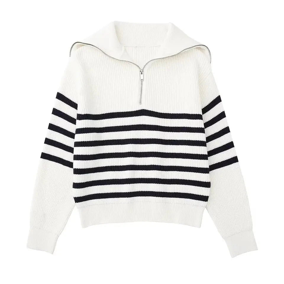 Lenoir™ | Pull zippé rayé