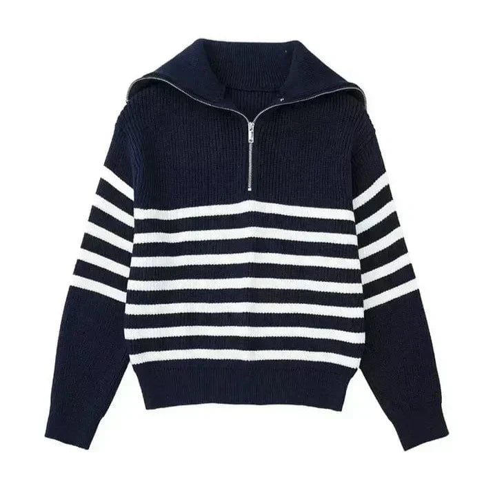 Lenoir™ | Pull zippé rayé