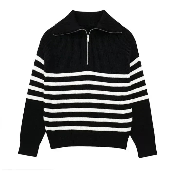 Lenoir™ | Pull zippé rayé